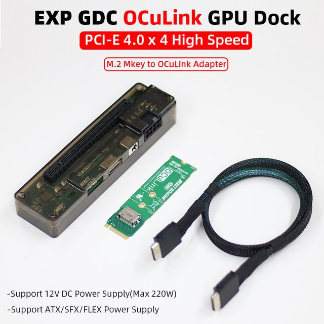 SHCHV Exp GDC Oculink Hochgeschwindigkeits-GPU Dock PCIe 4.0x4 M.2 M-Key zu Oculink Adapter für Mini PC und Notebook in Schwarz - Bild 1