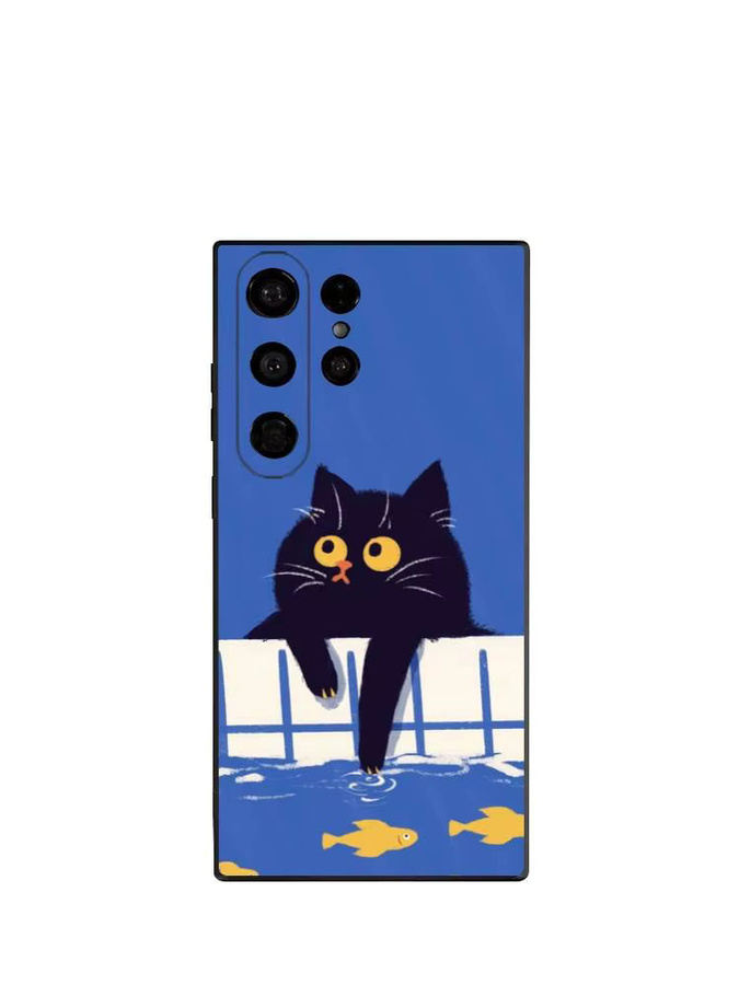 Handyhülle mit Comic-Katzen-Design für Samsung Galaxy S25 S24 S23 S22 S21 S20 Plus 5G, mattiert und rutschfest, Farbe: Blau - Bild 4