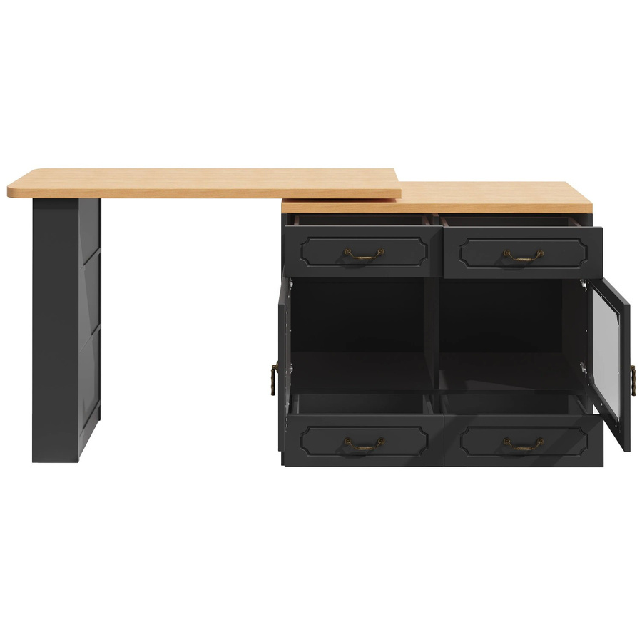 Merax Ausziehbarer Bartisch mit Stauraum und LED, 360 Grad drehbar, Schwarz, B: 135-203 cm, T: 39 cm, H: 92,8 cm - Bild 2
