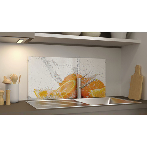 NOVADOORS Glasboard Orange Splash, mehrfarbig, Glas, abstrakt, glänzend - Bild 1