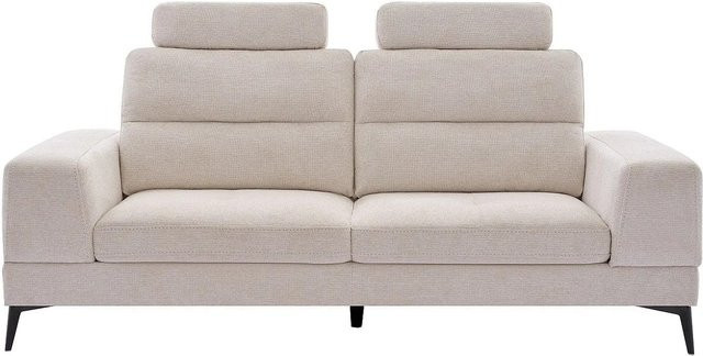 Udalio Sofa Beige ohne Schlafmöglichkeit mit verstellbarer Kopfstütze Breite: 215 cm, Tiefe: 123 cm, Höhe: 86 cm - Bild 1