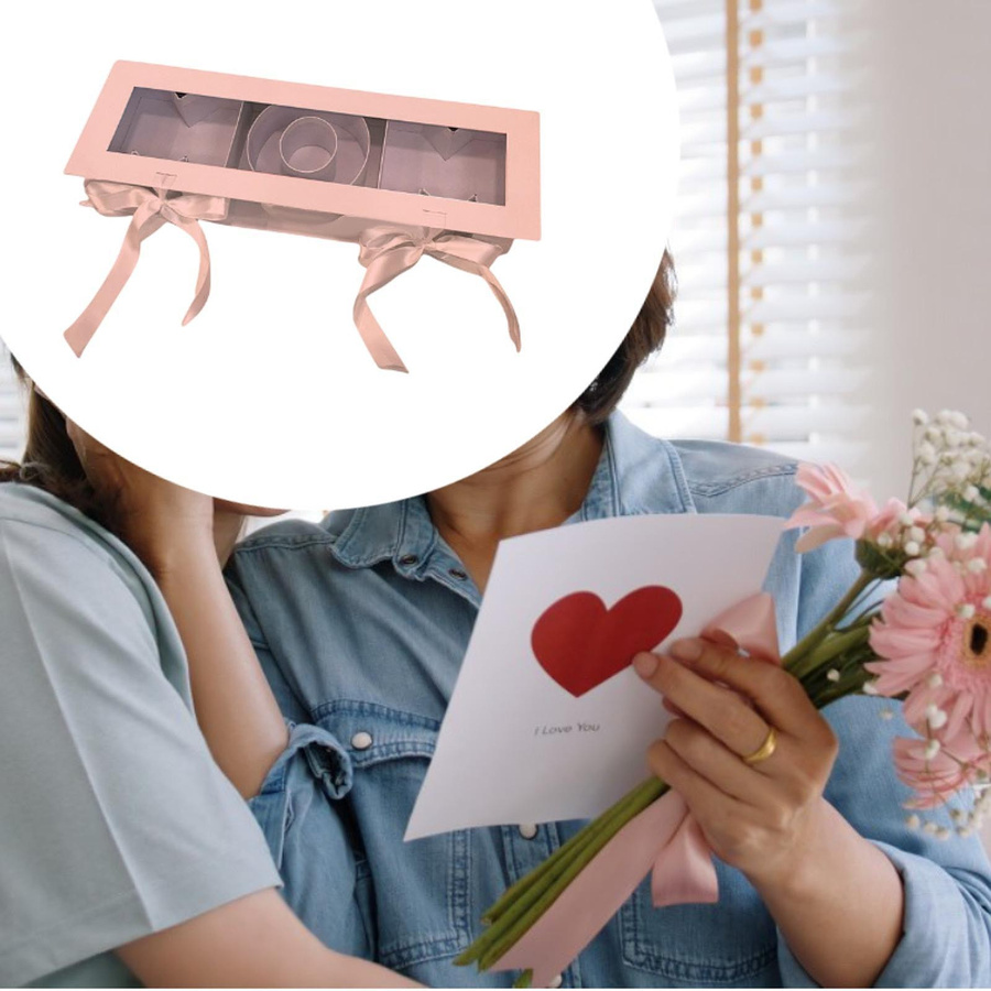 Befüllbare MAMA Geschenkbox aus Pappe mit floralem Design in Rosa von Dream Wedding - Bild 2