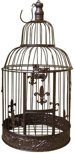 Deko Vogelkäfig Lilie Nostalgie Voliere im Landhausstil, Farbe: Antik-Braun, Material: Metall, Höhe: 38 cm - Bild 1