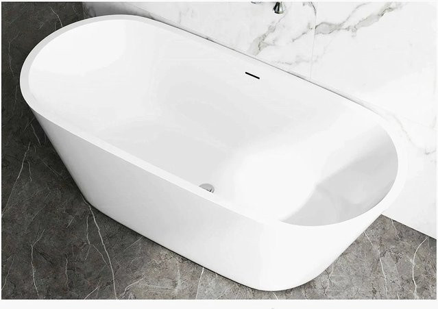 Freistehende Acrylbadewanne Duschparadies in Weiß, ovale Form, inklusive Siphon, B/T/H: 170 x 80 x 58 cm - Bild 1