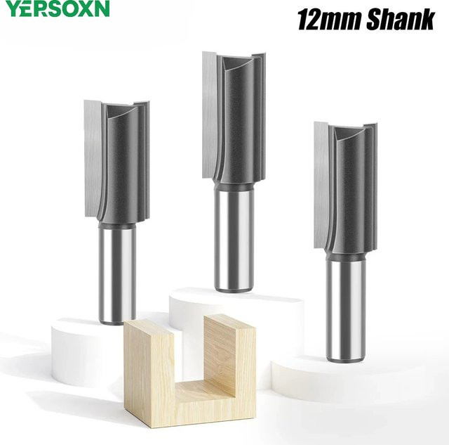 YERSOXN Gerader Schlitzfräser für Holzbearbeitung in Silber, Durchmesser: 22 mm, Schaft: 12 mm, Klingenlänge: 40 mm - Bild 1