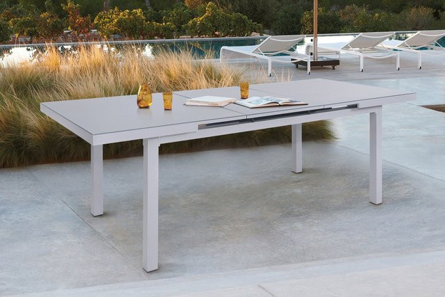 OUTFLEXX Premium Ausziehtisch für Garten und Terrasse aus Aluminium und Glas in Silber/Grau, B/T: 180 bis 240 x 100 cm - Bild 1