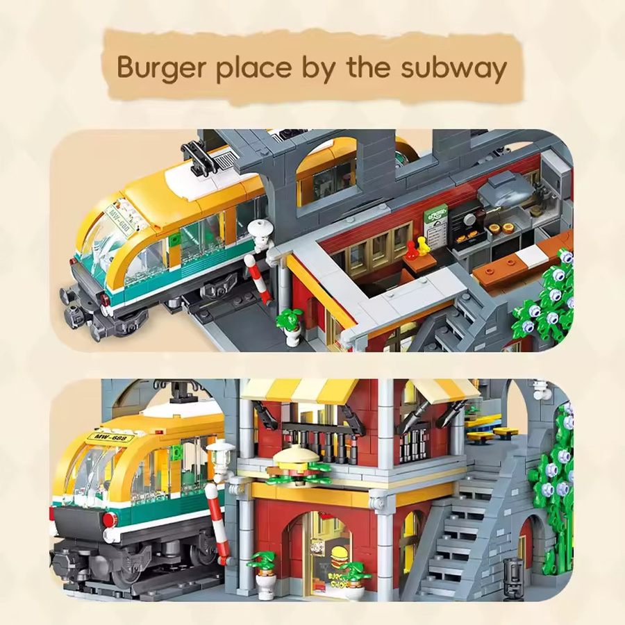 doinbby Burger Shop Bausteine Haus Modell, Stadt, mit Licht, 3.289 Teile - Bild 3