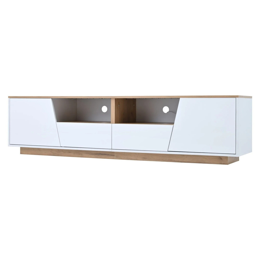 okwish TV Schrank Lowboard mit LED Schubladen in Weiß Hochglanz, B/T/H: 180 x 40 x 46 cm - Bild 2