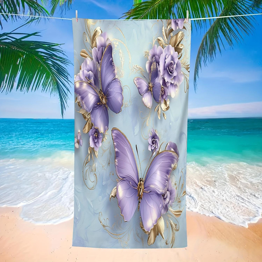 Strandtuch im Vintage-Stil mit Schmetterlingen und Blumen von JMG Household Supplies, Farbe: Multicolour, B x H: 70 x 140 cm - Bild 3