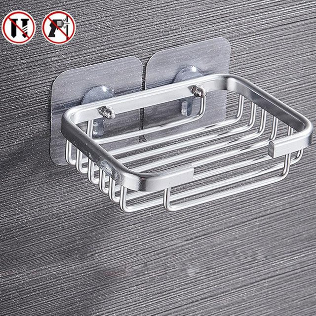 XYNN Seifenschalenhalter Wandmontiert aus Aluminium in Silber, Bohrfreies Lagerregal für Badezimmer und Küche - Bild 1