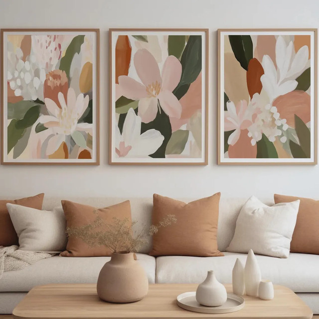 SHENCHEN 3er-Set Botanische Wandkunst mit australischen Nativpflanzen, Magnolien und Ingwerblumen in Mehrfarbig - Bild 1