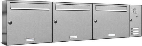 AL Briefkastensystem für 3 Parteien, Aufputzmontage, silberfarben, B/H/T: 153,44 x 40 x 11,6 cm - Bild 1