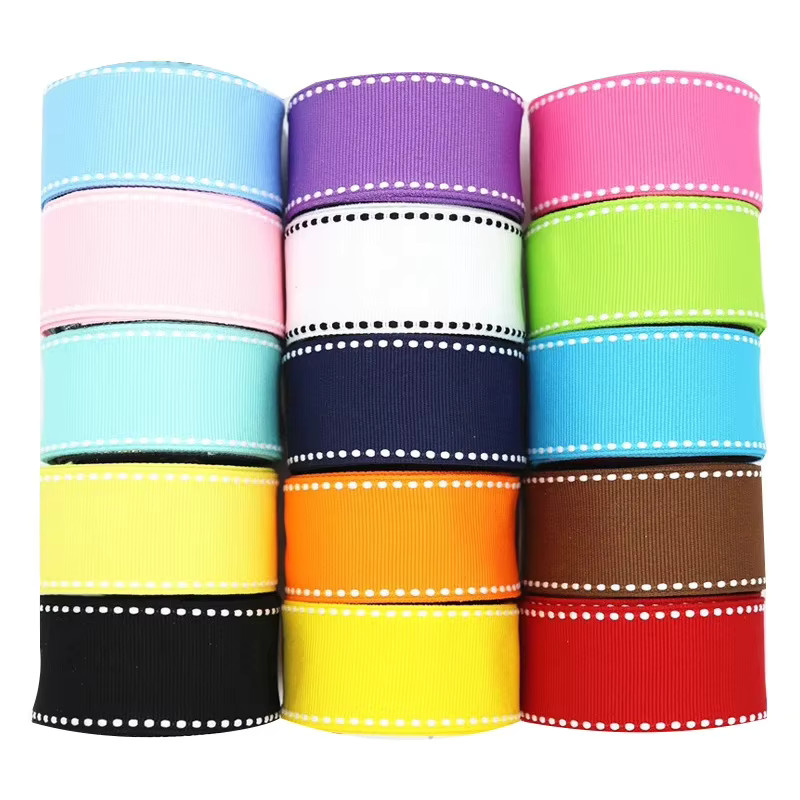 Edoyoyo Stichband mit gepunkteter Linie und weißem Rand für DIY-Handwerk und Haarschleifen, 10 Yards - Bild 1