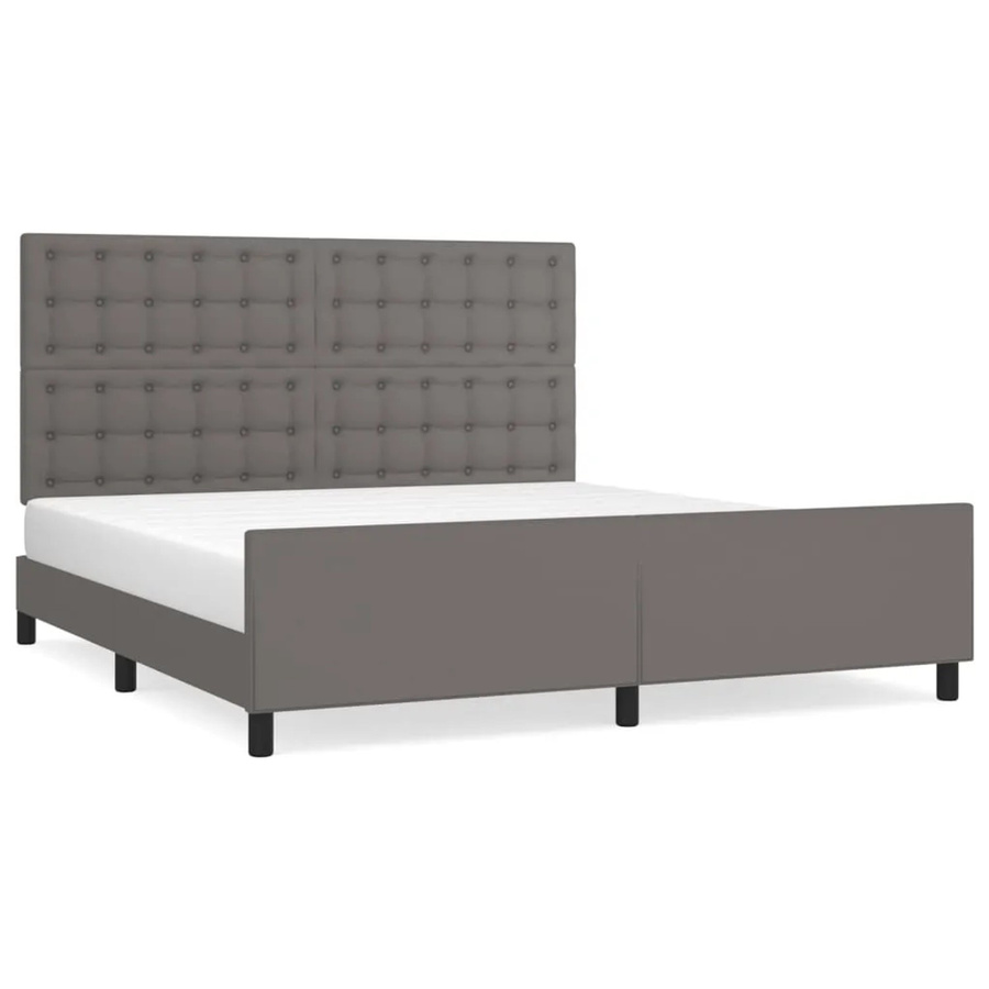 vidaXL Bettgestell mit Kopfteil in Grau aus Kunstleder, B/T: 180 x 200 cm - Bild 2