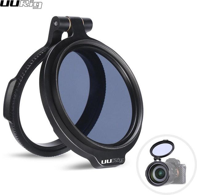 UURIG R-82 Schnellfiltersystem für Kameraobjektive mit ND-Filter und Metall-Adapterring, kompatibel mit Canon 58mm, Schwarz - Bild 1