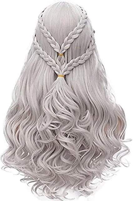 HAIRJOY Cosplay-Perücke, Silber, Lang Geflochten, Damen - Bild 1