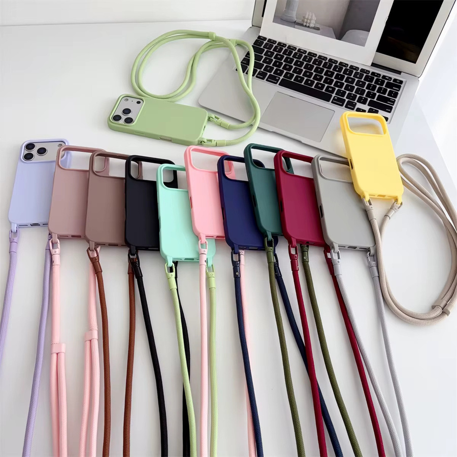 szHAIyu Silikon Handyhülle mit Crossbody-Lanyard für iPhone 16 15 14 13 12 11 Pro Max Plus Mini und iPhone 17 Air in Purple - Bild 3