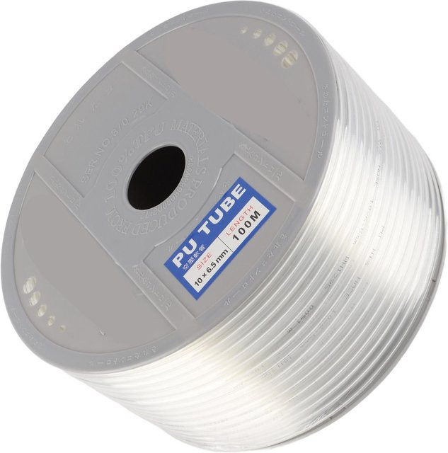 Koogeelife Pneumatischer Luftschlauch aus PU, Transparent, Durchmesser: 10 mm Außendurchmesser, 6,5 mm Innendurchmesser, 100 m Länge - Bild 1