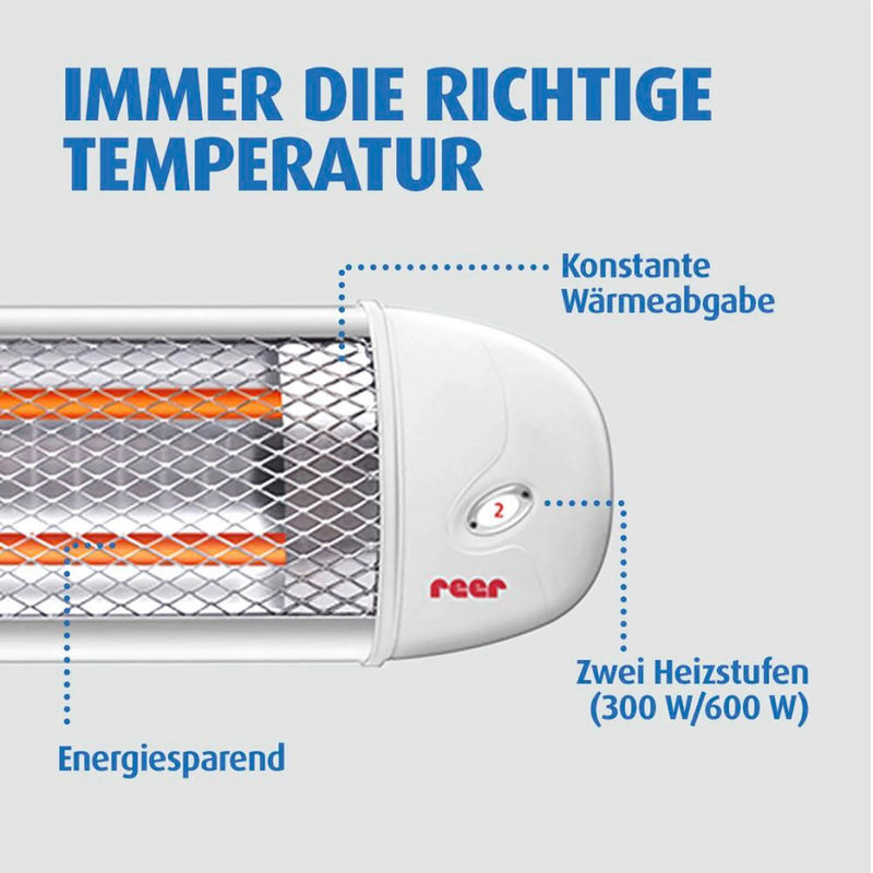 REER Wickeltisch-Heizstrahler mit Abschaltautomatik in Weiß und Silber, 300 W oder 600 W - Bild 2