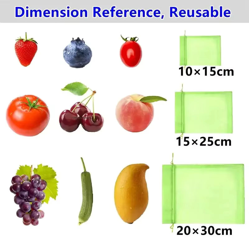 50 Organza-Schutzbeutel aus atmungsaktivem Mesh für Trauben, Erdbeeren und Sämlinge, Farbe: Weiß/Transparent - Bild 3