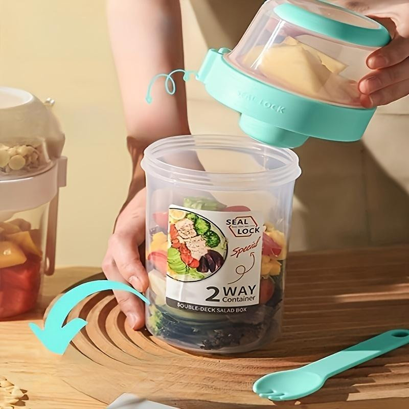 YC Direct Tragbares Obstsalat Müsli und Joghurtbecher-Set aus Kunststoff, Weiß, Auslaufsicher und Spülmaschinenfest - Bild 4
