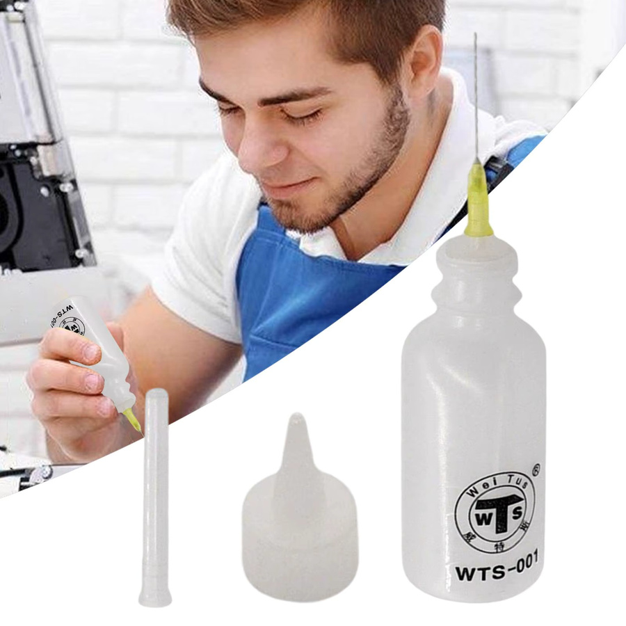Nachfüllbare Tropfflasche aus Kunststoff mit Nadelspitzenkappen für Kleber, 50 ml, Weiß/Transparent - Bild 4