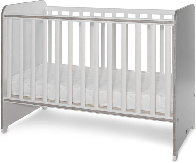 Lorelli Babybett Sweet Dream Unterbettrahmen mit zwei Ebenen und Drop-Side in Weiß Grau, B/T/H: 124 x 68 x 95 cm - Bild 1