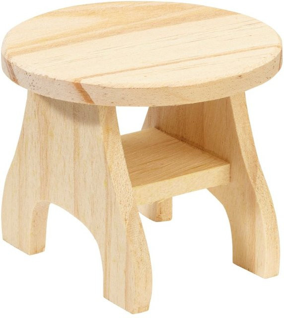 HobbyFun Miniatur Tisch rund aus Holz in Beige, Durchmesser: 7,0 cm, Höhe: 6,0 cm - Bild 1