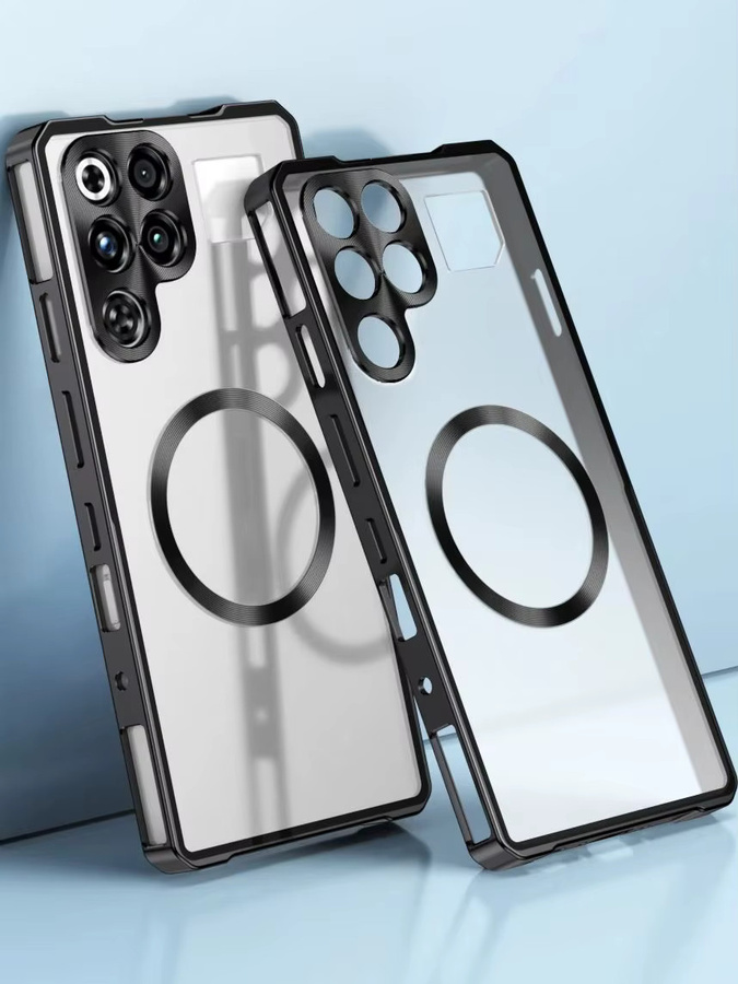 ZTE Nubia Red Magic 11 10 9 Pro Plus Handyhülle mit Metallrahmen und magnetischer Rückseite in Schwarz, matt und gefrostet - Bild 4