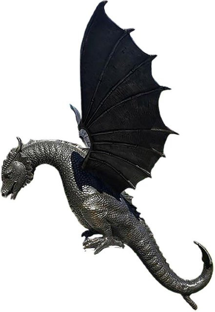 Drachen-Gartenstatue als Wasserspiel-Ornament aus Harz für deine Dekoration in Schwarz und Braun, Tischbrunnen Skulptur B/T/H: 35 x 30 x 30 cm - Bild 1