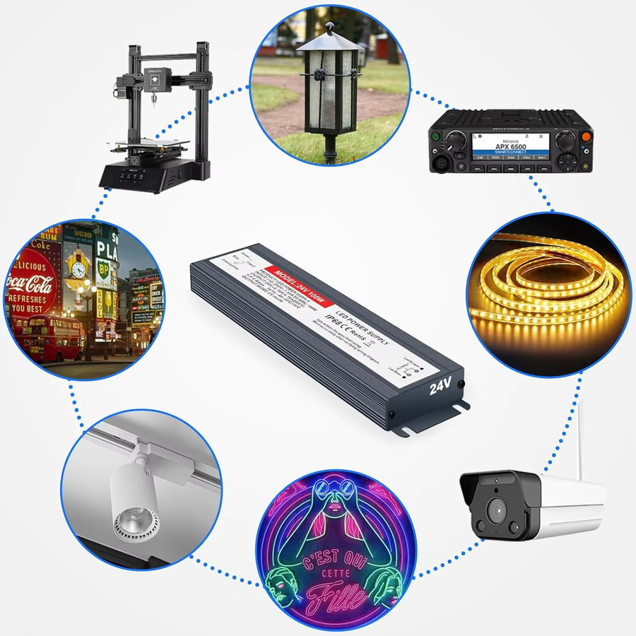 AEVYVKV LED-Netzteil IP67 wasserdichter LED-Treiber AC 220 V auf DC 12 V 24 V in Silber aus Aluminium für LED-Streifen - Bild 5