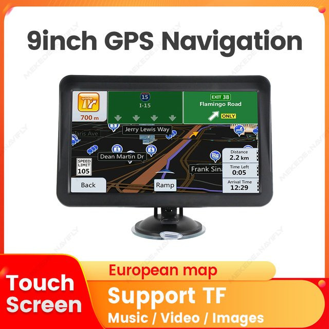 MEKEDE GPS Navigationsgerät mit 9 Zoll Touchscreen, Europa Karte 2025, 256 MB + 8 GB Speicher, FM-Transmitter und Hi-Fi-Lautsprecher, Schwarz - Bild 1