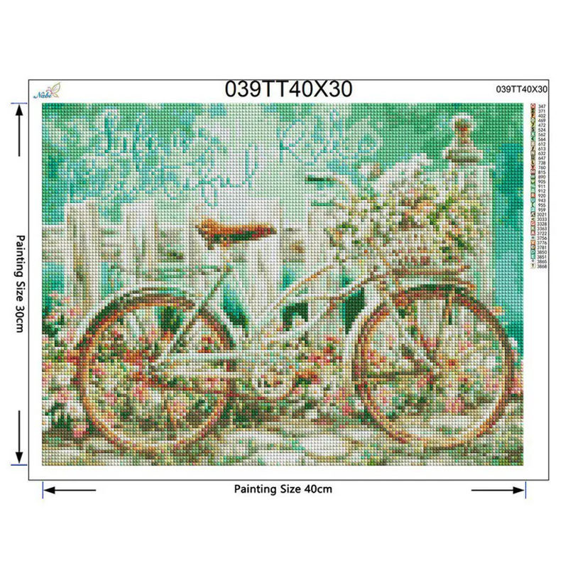 FIYO Diamond Painting Set Frühling Landschaft mit Fahrrad, mehrfarbig, B/H: 30 x 20 cm - Bild 5