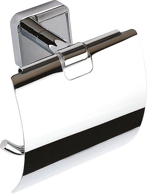 Brillantbad BASI Papierrollenhalter mit Deckel aus Messing in Chrom poliert, B/T/H: 13,7 x 14,4 x 7,8 cm - Bild 1