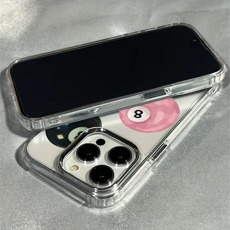 Personalisierte iPhone Schutzhülle mit Nr. 8 Billardkugel Design, transparent mit galvanisiertem Rahmen, stoßdämpfend, passend für iPhone 17, 16 Pro Max, 15, 14 Plus, 13, 12 und 11 - Bild 3