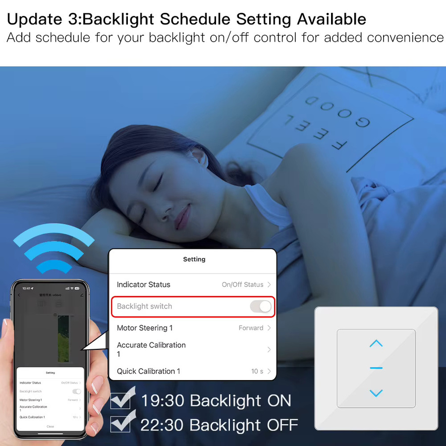 MOES WiFi Smart Vorhangschalter mit Touch-Design für motorisierte Vorhänge und Rollos, Schwarz, kompatibel mit Tuya Smart Life App, Alexa und Google - Bild 4