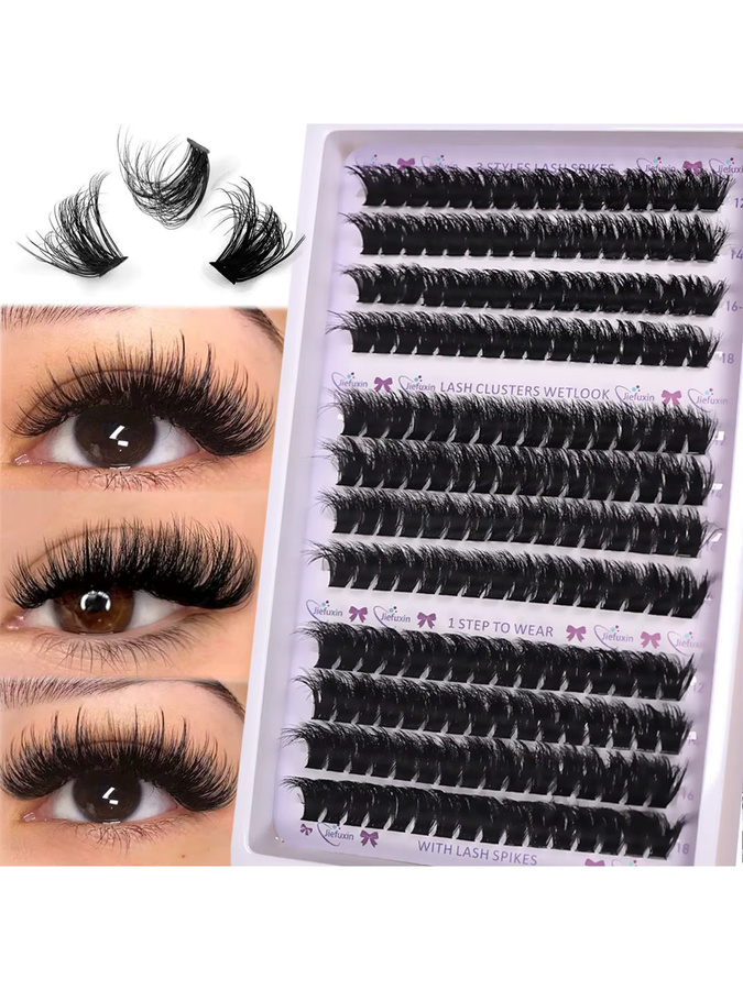 JIEFUXIN Wispy Lash Clusters Wimpernverlängerungen, Damen - Bild 5