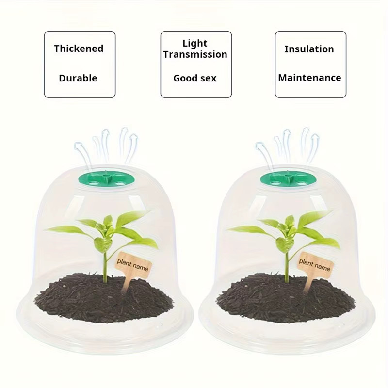 10 Stück transparente Kunststoff-Pflanzenschutz-Feuchtigkeitskuppeln als wiederverwendbarer Gartenschutz für dein Gemüse zur Abwehr von Insekten und Vögeln - Bild 3
