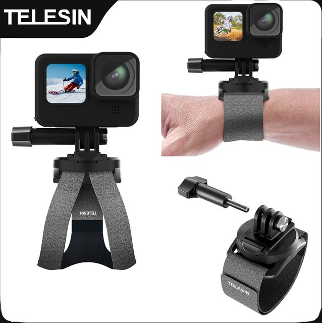 Telesin 360 Grad Rotations Handgelenk-Halterung in Schwarz für GoPro Hero 13 12 11 10 9 8 7, Insta360, Osmo Action, Sjcam und Eken - Bild 1