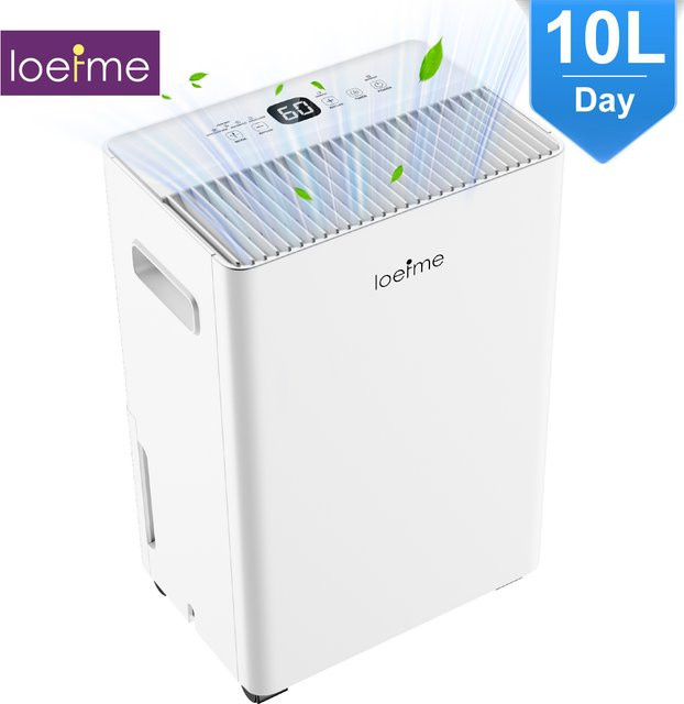 LOEFME Luftentfeuchter in Weiß mit 10 l/Tag Entfeuchtungsleistung, 1,5 l Wassertank und kontinuierlichem Abfluss - Bild 1