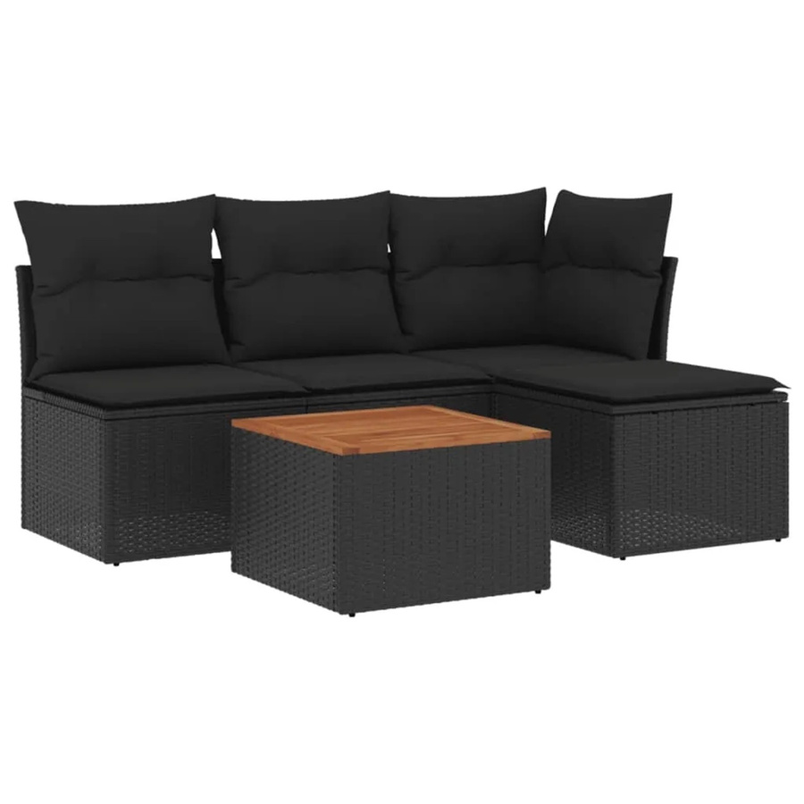 vidaXL 5-tlg Garten-Sofagarnitur aus schwarzem Poly-Rattan mit Kissen Modell 61 - Bild 2