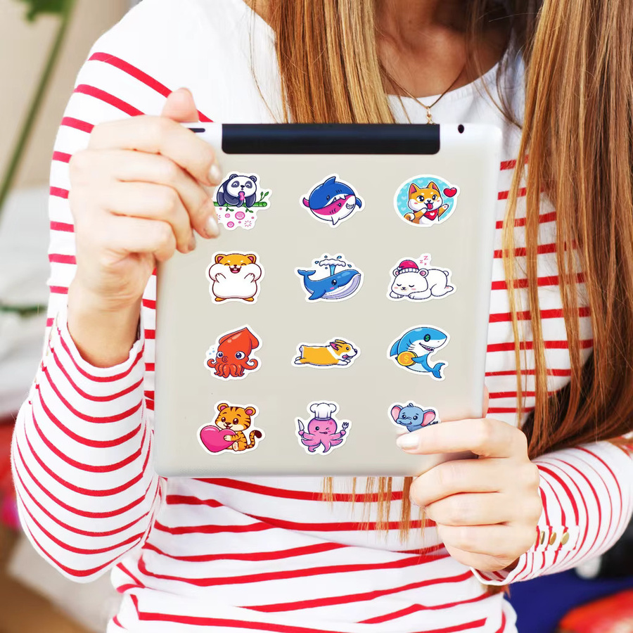 100 Stück handbemalte Graffiti-Aufkleber mit Haien, Bären und Corgis in Multicolour von BulingBulingStickers Store - Bild 4