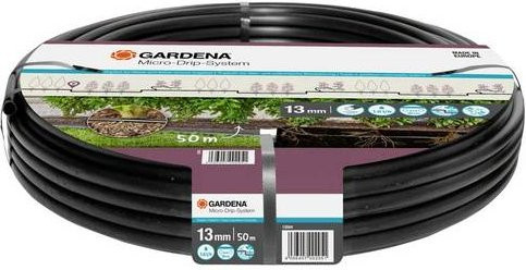 Gardena Micro-Drip-System Tropfrohr mit integrierten Tropfern für ober- und unterirdische Verlegung, 13mm, Schwarz, 50 m