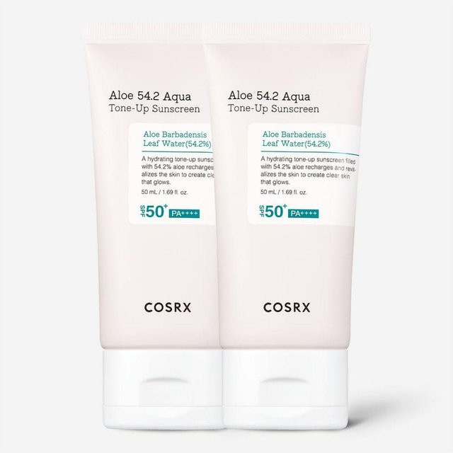 COSRX Aloe 54.2 Aqua Tone-Up Sonnencreme, 2 x 50 ml, LSF 50+ - Bild 1