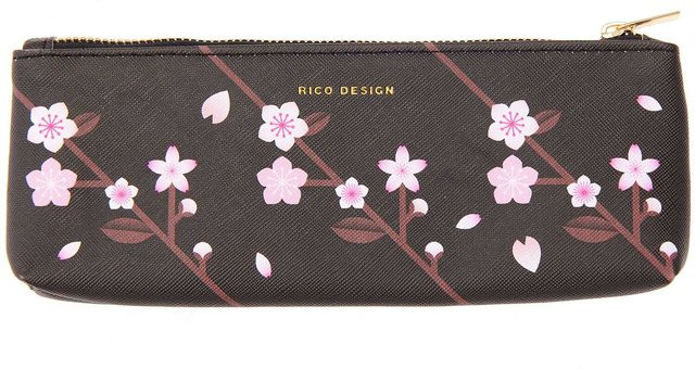 Rico Design Etui Kirschblüten Schwarz B: 20 cm, H: 6,5 cm - Bild 1