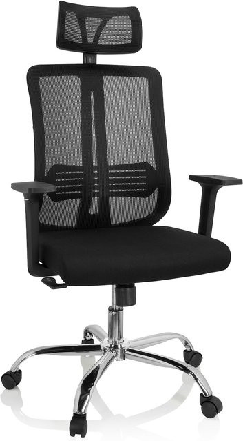 hjh OFFICE Home Office Bürostuhl ZH 200 in Schwarz mit Armlehnen aus Stoff und Netzstoff - Bild 1