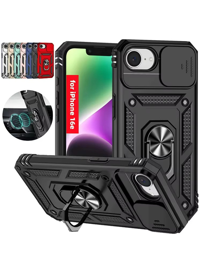 Stoßfeste Schutzhülle für iPhone 16e mit Kamera-Objektivschutz und Slide-Funktion in Schwarz oder Blau - Bild 7
