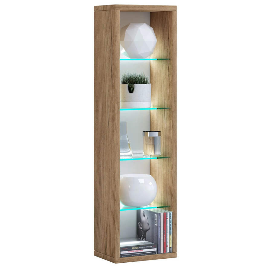 VCM Standregal Rasato L in Honig-Eiche, Holzregal für CD, DVD und Bücher, H x B x T: 77 x 21 x 14 cm - Bild 2