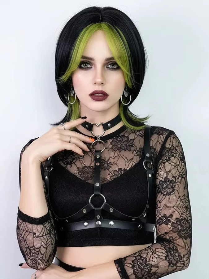 GAKA Perücke Vokuhila, Schwarz Grün, Unisex - Bild 5