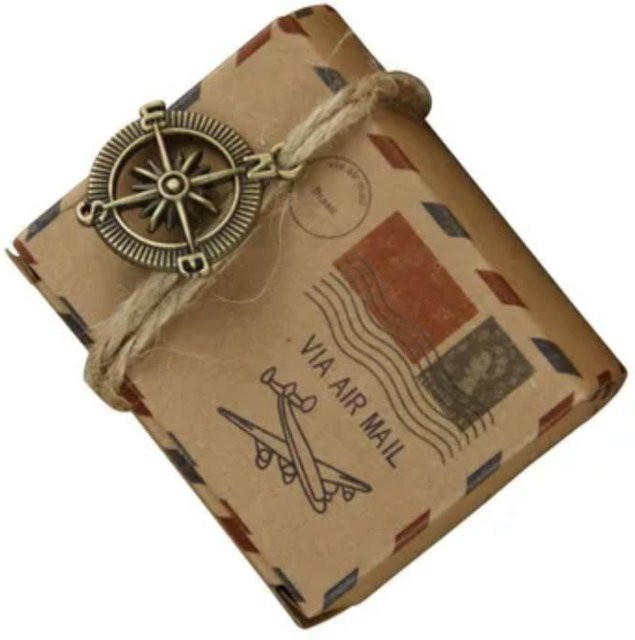 100 Stück Kraftpapier Geschenkboxen im Retro-Post-Stil für Süßigkeiten und Weihnachtsgeschenke, Braun, B/T/H: 60 x 45 x 35 mm - Bild 1